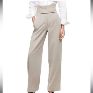 Babaton Beige Wide Leg Pants